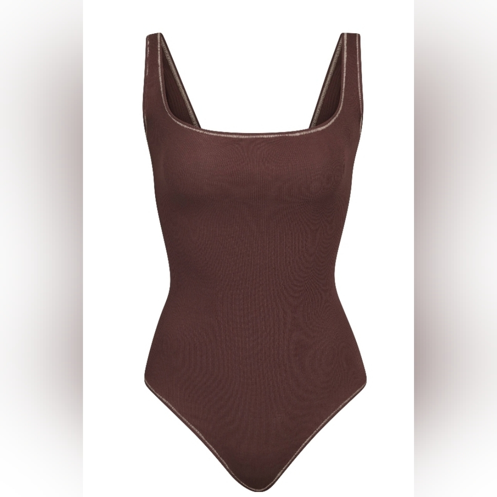 SKIMS COTTON RIB BODYSUIT/ CHOCOLATE/XXS, 4X/ NWT